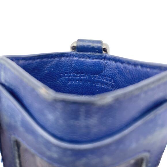 🔴 Bottega Veneta ID Card Holder Wallet - Blue Intrecciato Leather - Picture 6 of 7